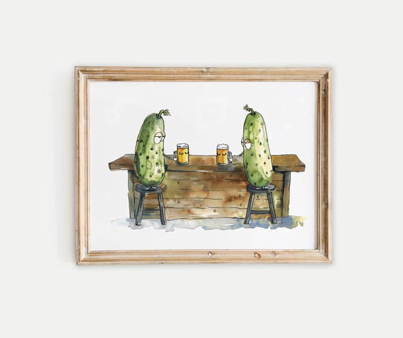 Emotional Pickle Print Pickle Art Pickle Abstract Poster Pickle Whimsical Painting Pickle Boho Portrait Beer Minimalistic Decor