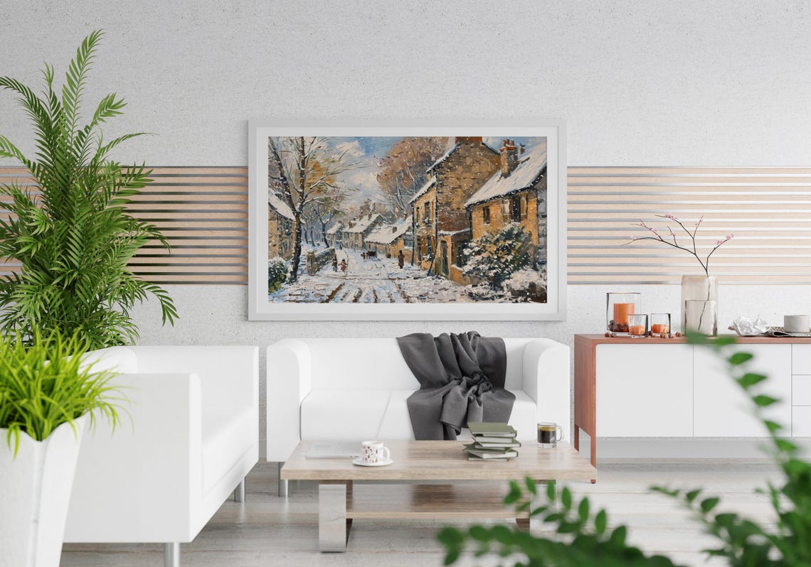 Snowy Cottage Painting Winter Village Portrait Cottage Print Village Decor Winter Cottage Poster Snowy Village Art Cottage Art - Image 5