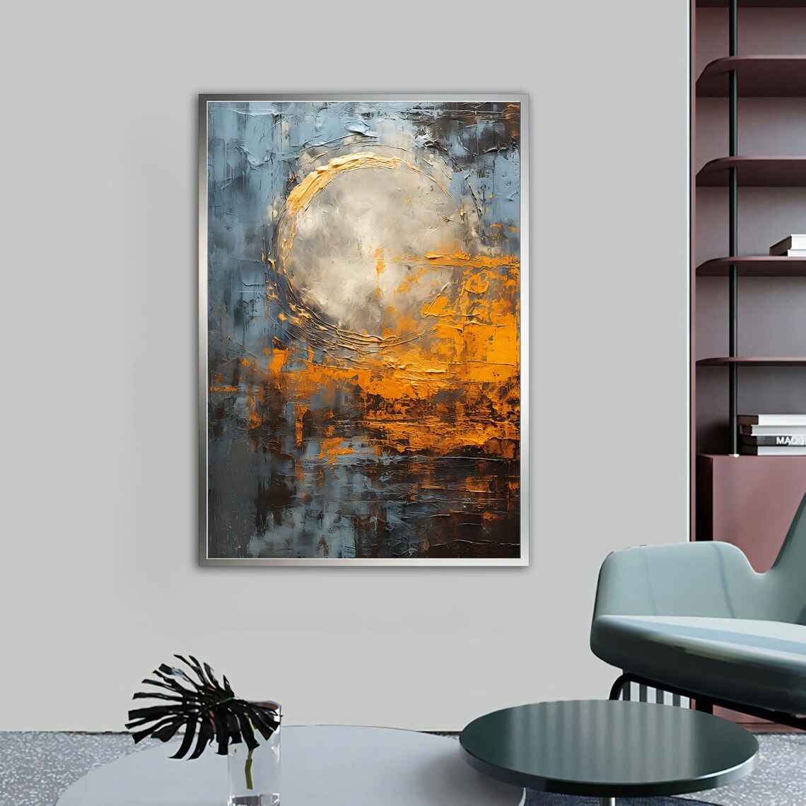 Orange Grey Abstract Art Print, Modern Colorful Decor - Image 4