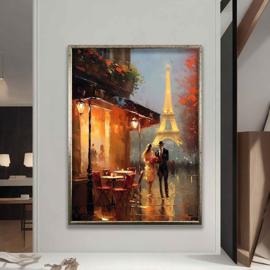 Couple Walking In Paris, Eiffel Tower Art Print - Image 5