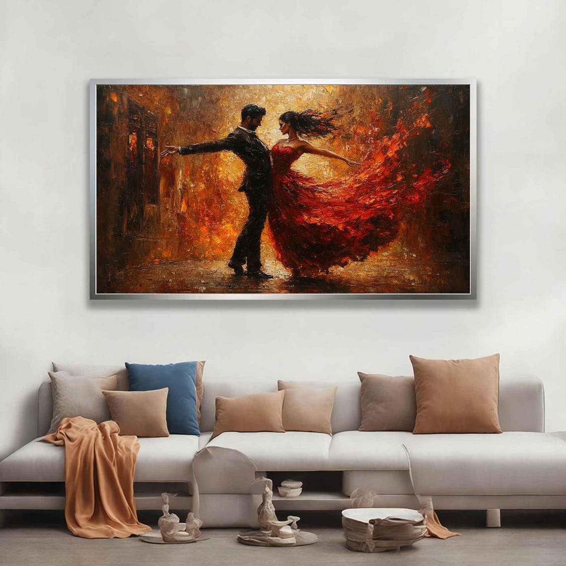 Passionate Flamenco Dancing Couple Red Dress Romantic Tango Wall Art - Image 4