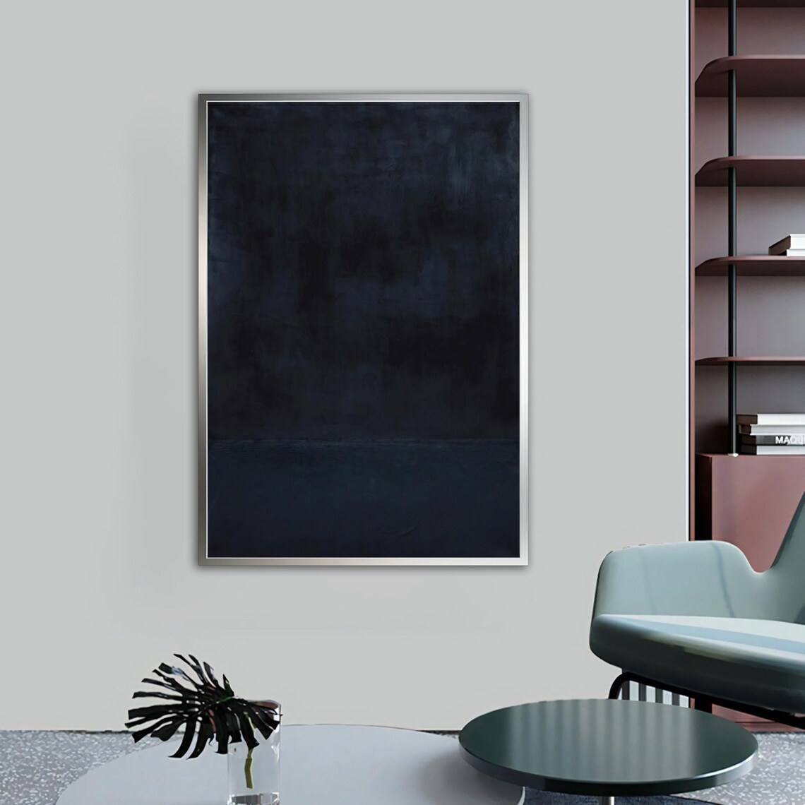 Mark Rothko-Inspired Navy Blue Wall Art Print - Image 4