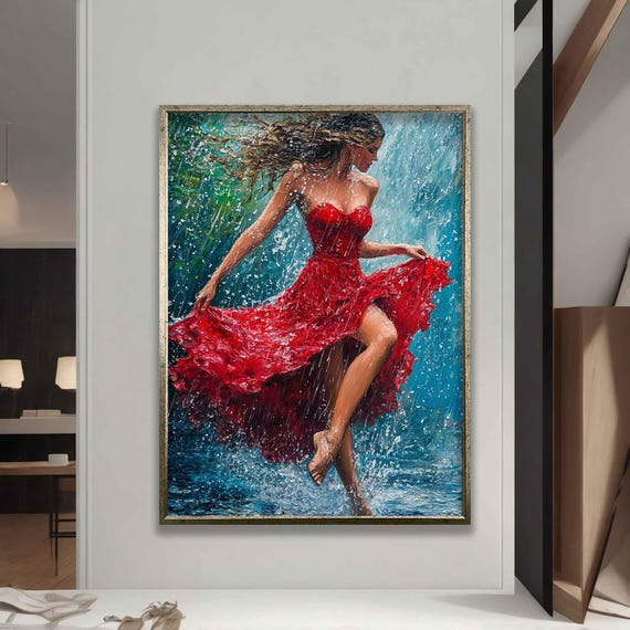 Art Of Dancing Woman In Red Dress Wall Art Woman With Red Dress Wall Art