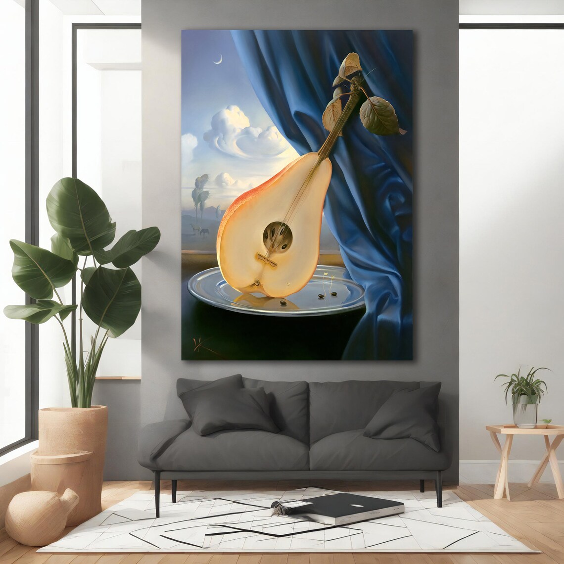Pear Shaped Guitar Mandolin Surreal Fruit Music Painting Wall Art Poster - Image 4