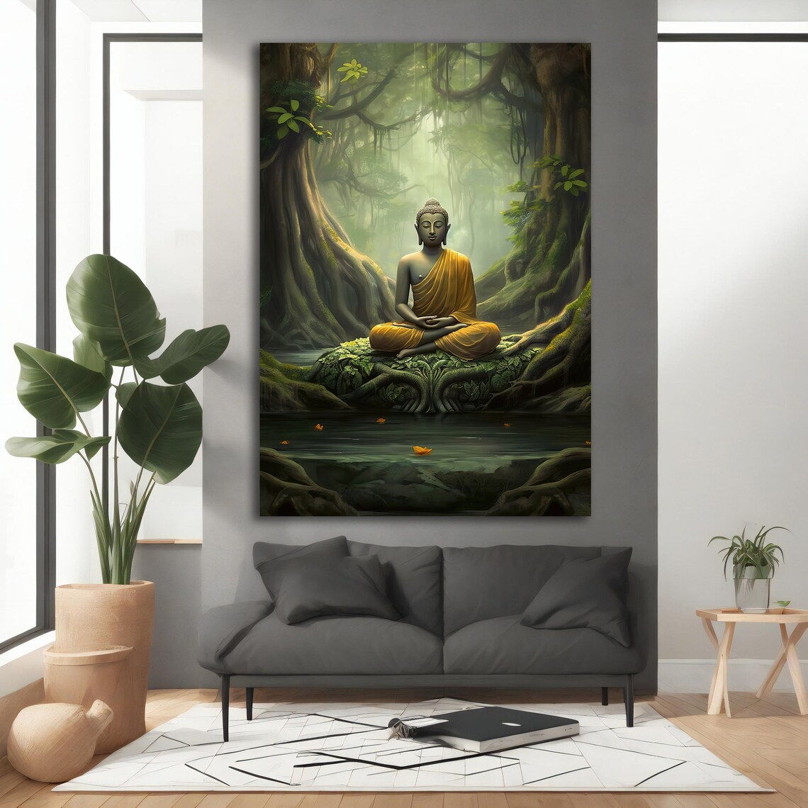 Buddha Buddha In The Forest Buddha Meditation Modern Decor Ideas With Different Frame Options For Your Home And Office - Image 5