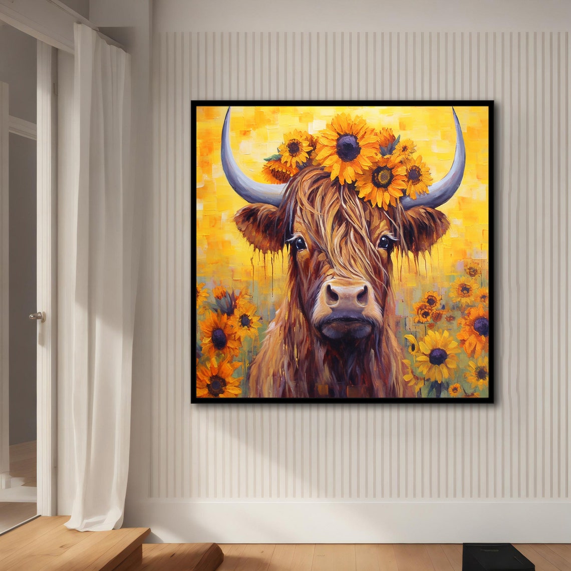 Cow Cow With Sunflowers Painting Bull On Bull Wall Art Bull Print Bull Poster Longhorn Bull Buffalo Poster - Image 5
