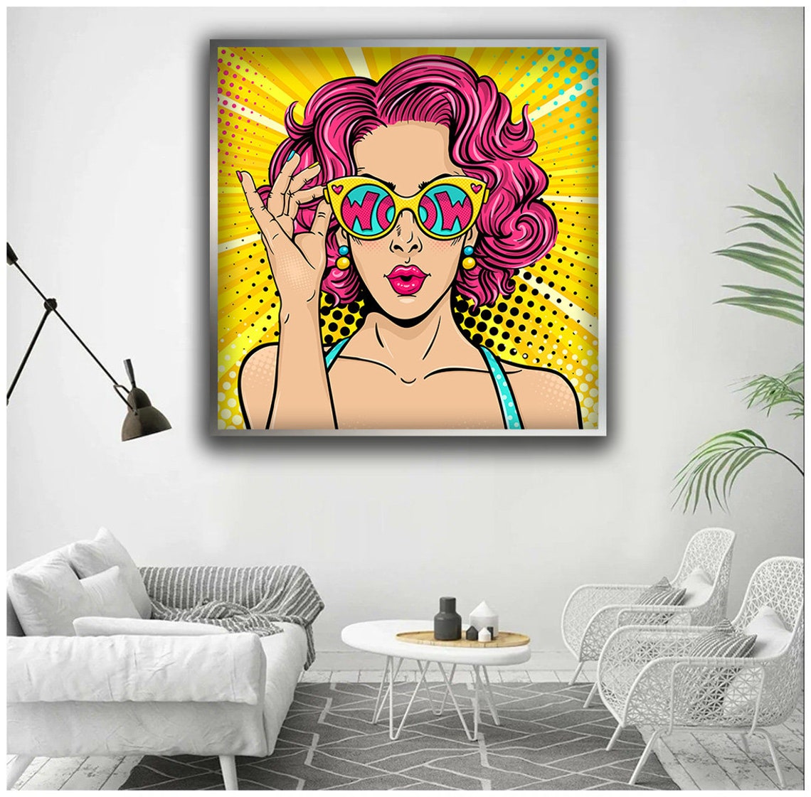 Pop Art WOW Woman Pink Hair Comic Style Retro Wall Art Print Poster - Image 5