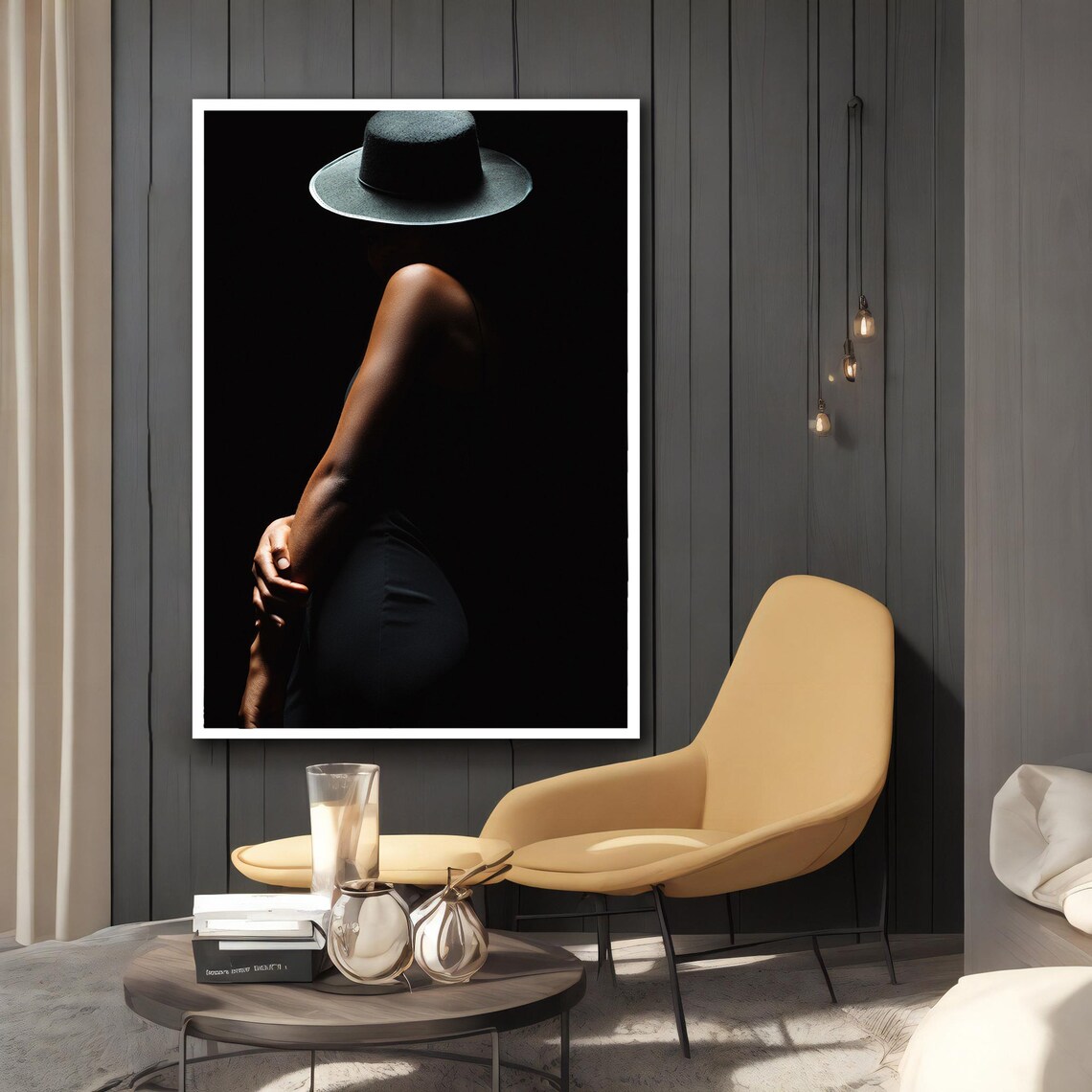 Mysterious Woman In Black Hat, Art Print - Image 2