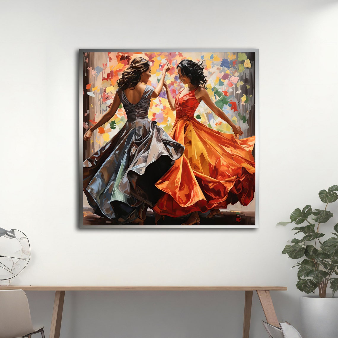 Joyful Women Dancing Flowing Gowns Colorful Celebration Dance Poster - Image 5