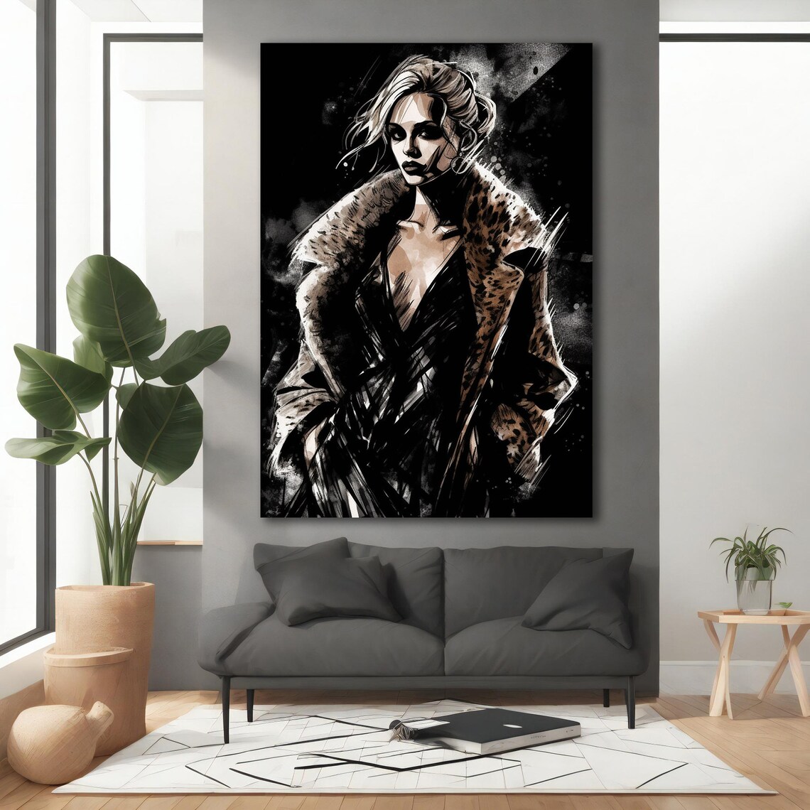 Abstract Woman Oil Painting, Modern Art Print - Image 3