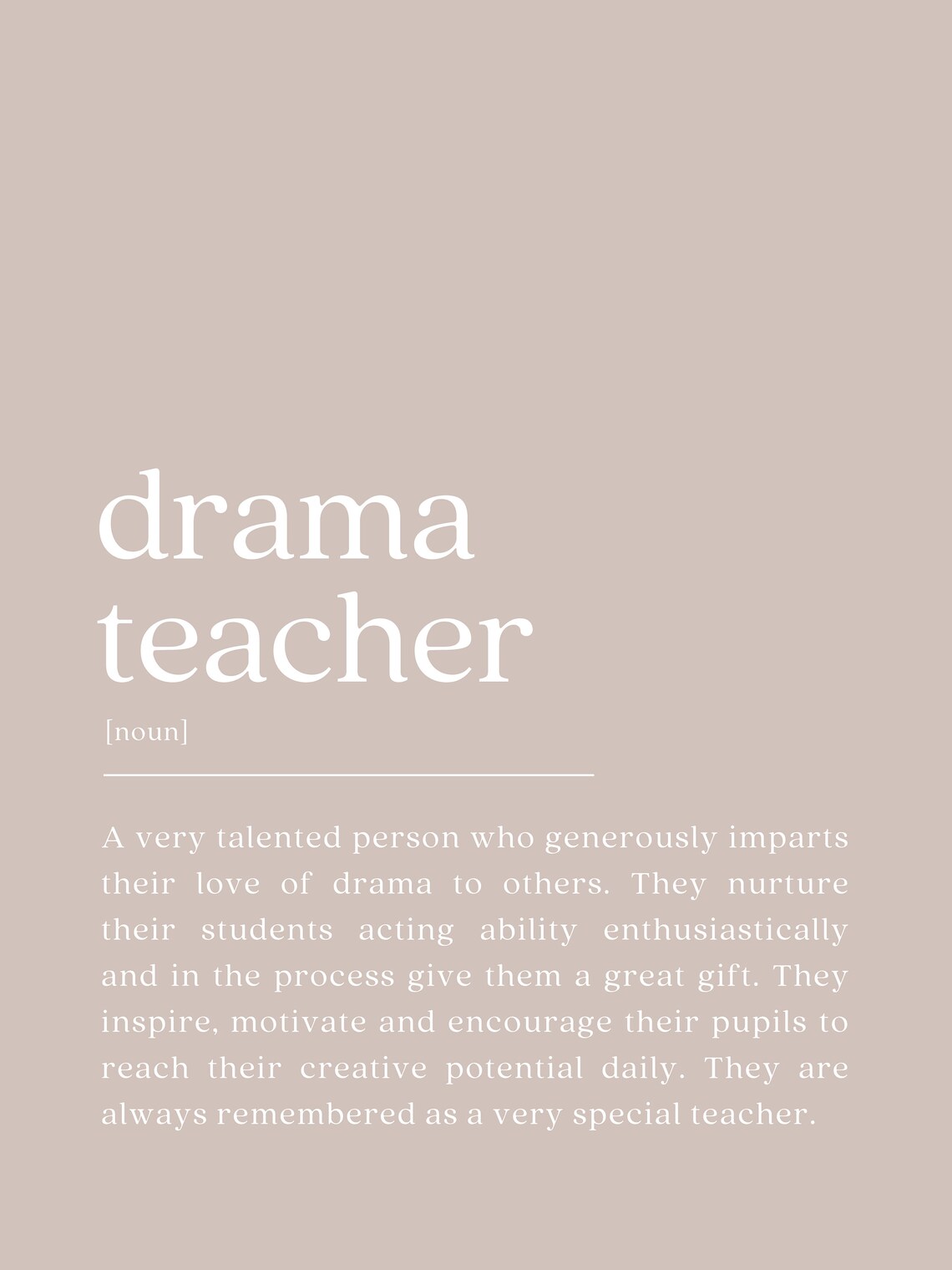 Drama Teacher Dictionary Definition Appreciation Gift Poster in Taupe - Image 2