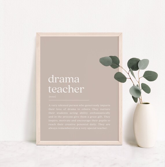 Drama Teacher Dictionary Definition Appreciation Gift Poster in Taupe