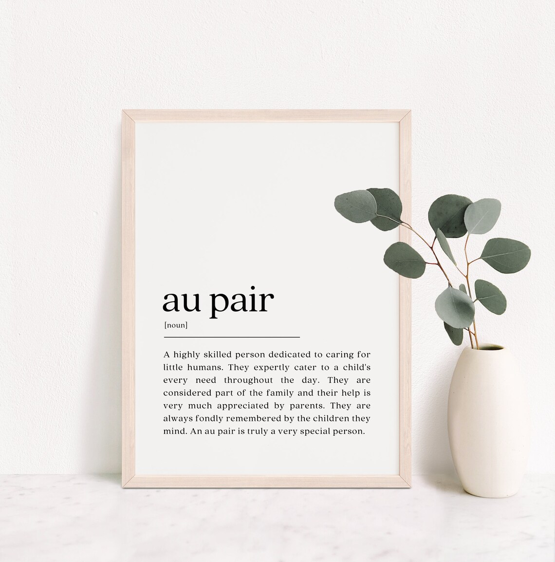 Au Pair Definition Print, Appreciation Gift