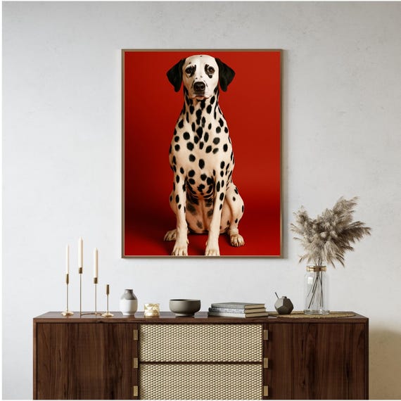 Dalmatian Dog Poster Minimal Print Black Spots Wall Art Nursery Animal Decor Mom And Dad Gift Unique Christmas