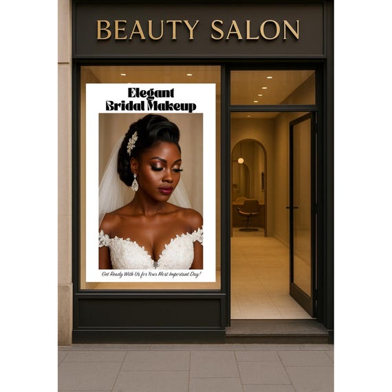 Bridal Beauty Salon Poster Wedding Glam Wall Art Hair Print Advertising Makeup Studio