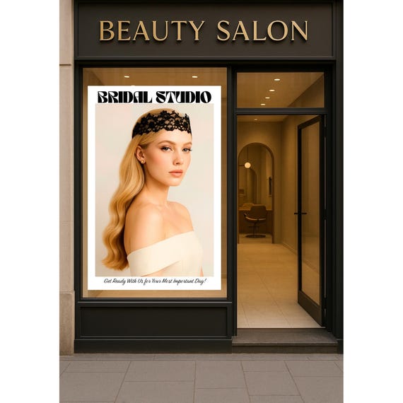 Bridal Beauty Salon Poster Wedding Glam Wall Art Hair Print Advertising Makeup Studio