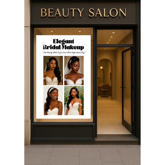 Bridal Beauty Salon Poster Wedding Glam Wall Art Hair Print Advertising Makeup Studio