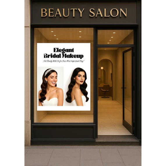 Elegant Bridal Makeup Poster Ready To Print Wall Art For Studios Beauty Hair Salons Wedding Marketing Design Salon Decor