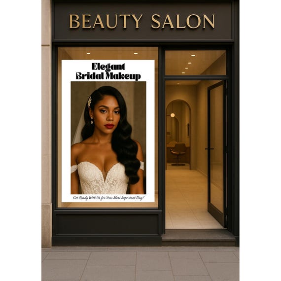Bridal Beauty Salon Poster Wedding Glam Wall Art Hair Print Advertising Makeup Studio