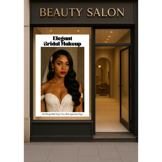 Elegant Bridal Makeup Window Poster Bridal Beauty Salon Display