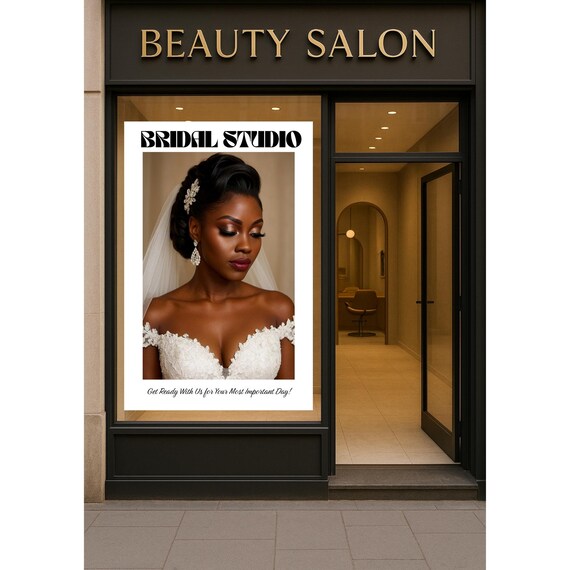 Bridal Studio Advertising Poster with Bride and Veil Studio Photo