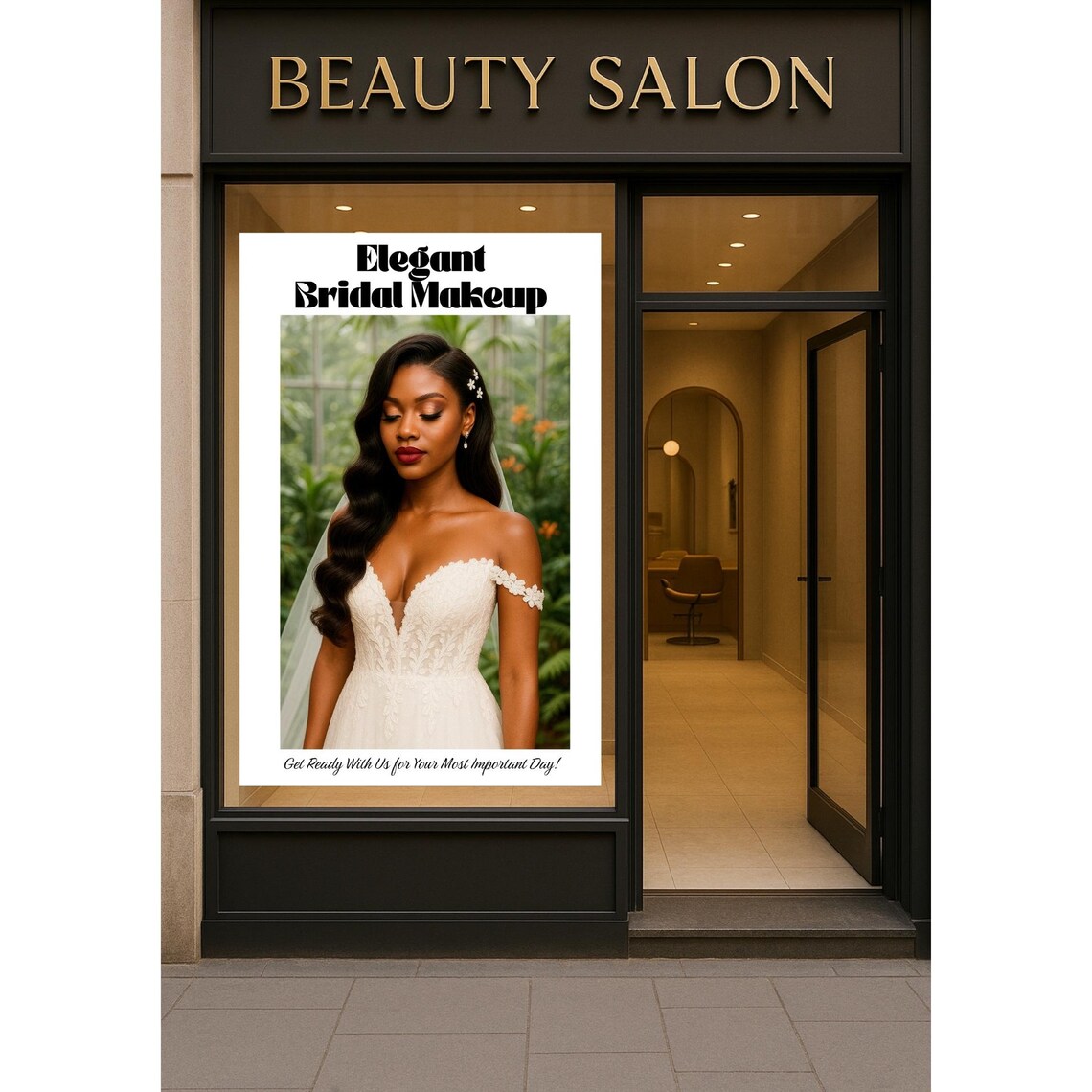 Elegant Bridal Makeup Salon Glam Bride Advertising Wall Print