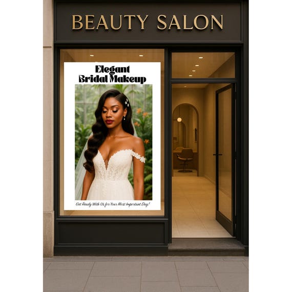 Bridal Beauty Salon Poster Wedding Glam Wall Art Hair Print Advertising Makeup Studio