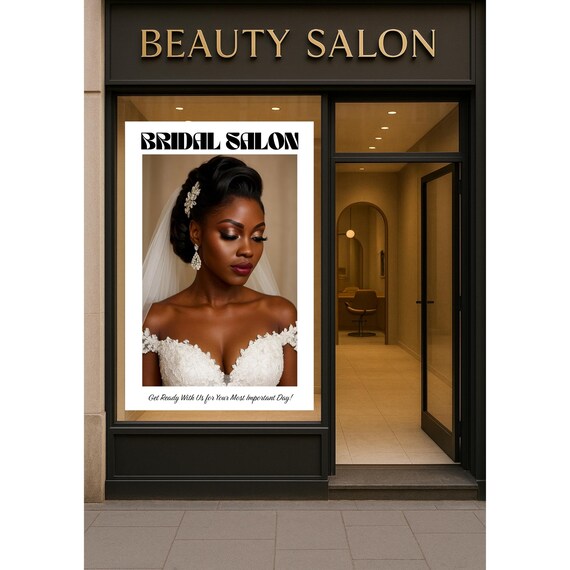 Bridal Salon Advertising Window Poster with Elegant Bride Photo