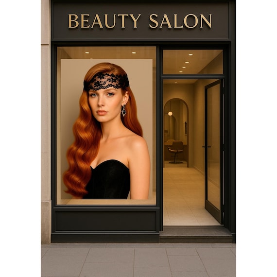 Red Hair Glamour Beauty Salon Decor Editorial Portrait Print
