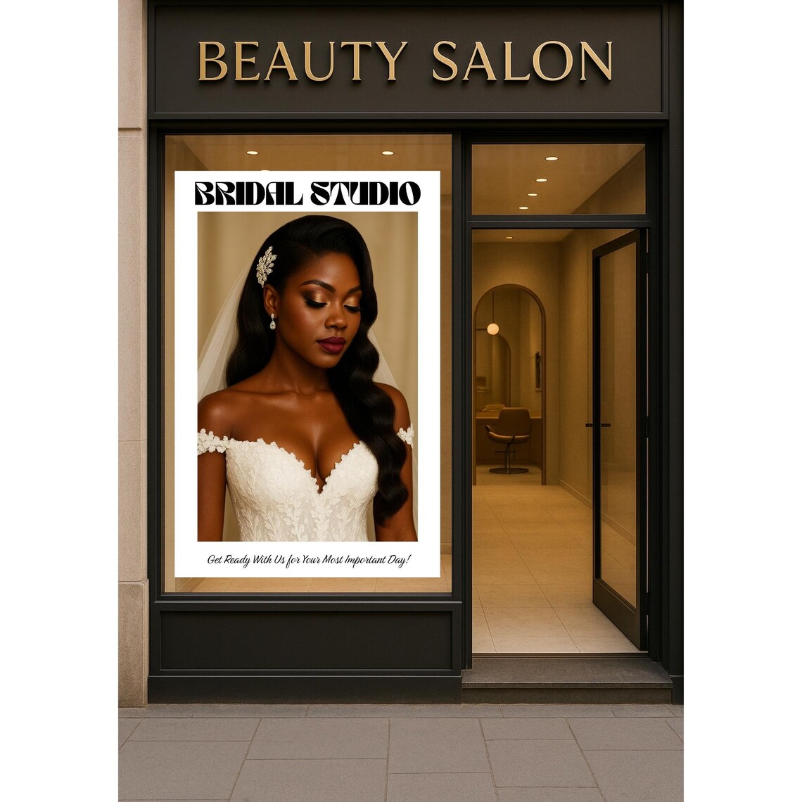 Bridal Studio Advertising Poster with Elegant Bride in Veil Photo