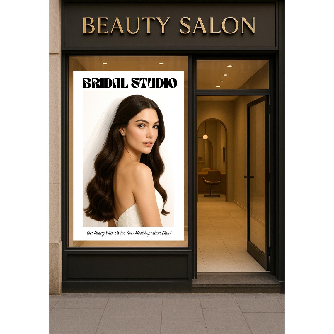 Bridal Studio Veil Bride Portrait Beauty Salon Advertising Poster