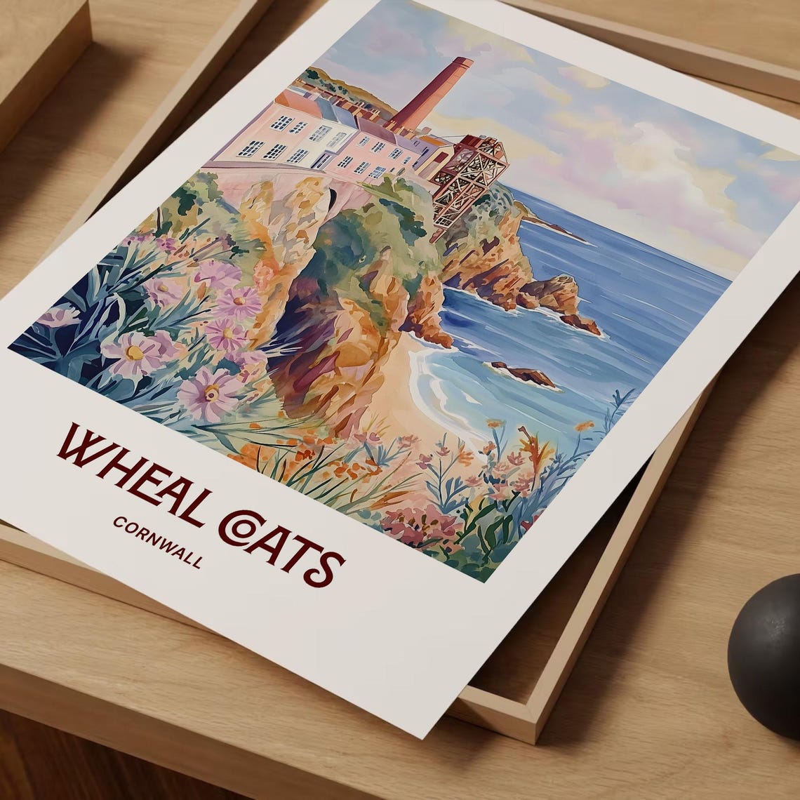 Wheal Coats Cornwall Pastel Watercolor Tin Mine Coast Poster - Image 2
