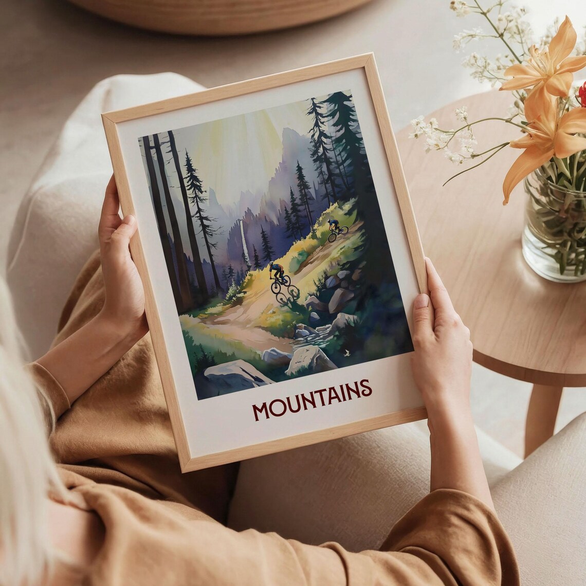Mountain Biking Trail Forest Watercolor Adventure Sports Art Poster - Image 5