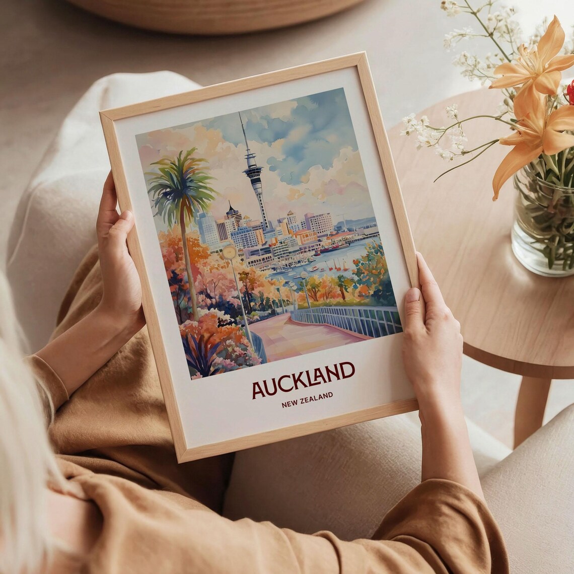 Auckland New Zealand Sky Tower Harbor Waterfront Cityscape Poster - Image 5