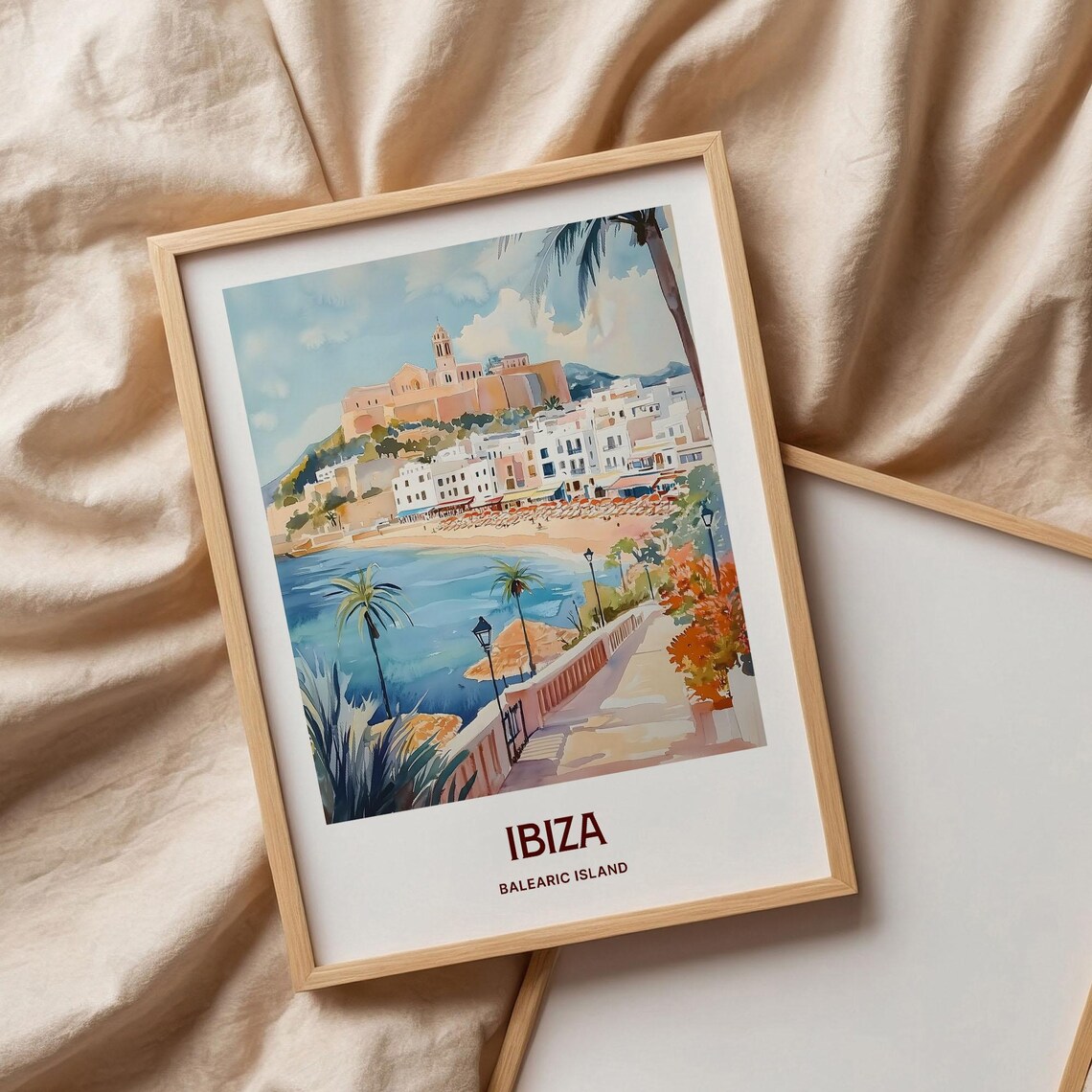 Ibiza Retro Minimalist Travel Poster, Coastal Cityscape - Image 3