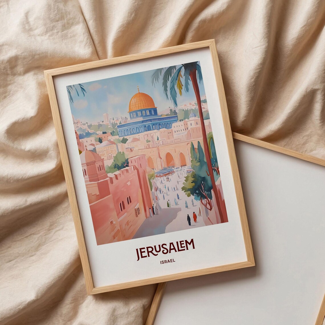 Jerusalem Israel Dome of the Rock Old City Golden Scene Poster - Image 3