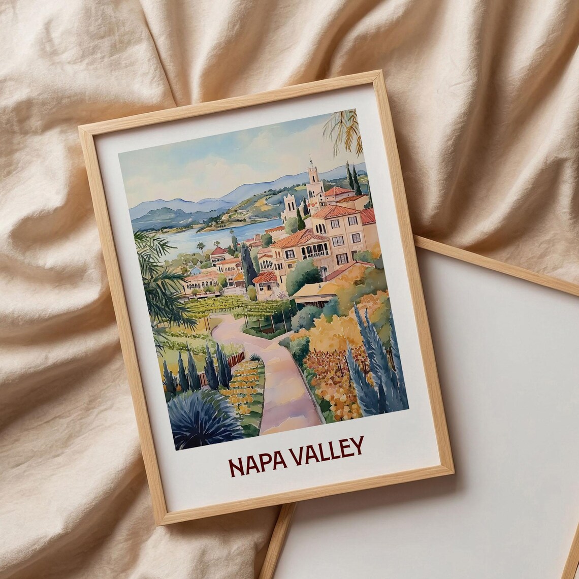 Napa Valley California Vineyards Wine Country Watercolor Travel Poster - Image 3