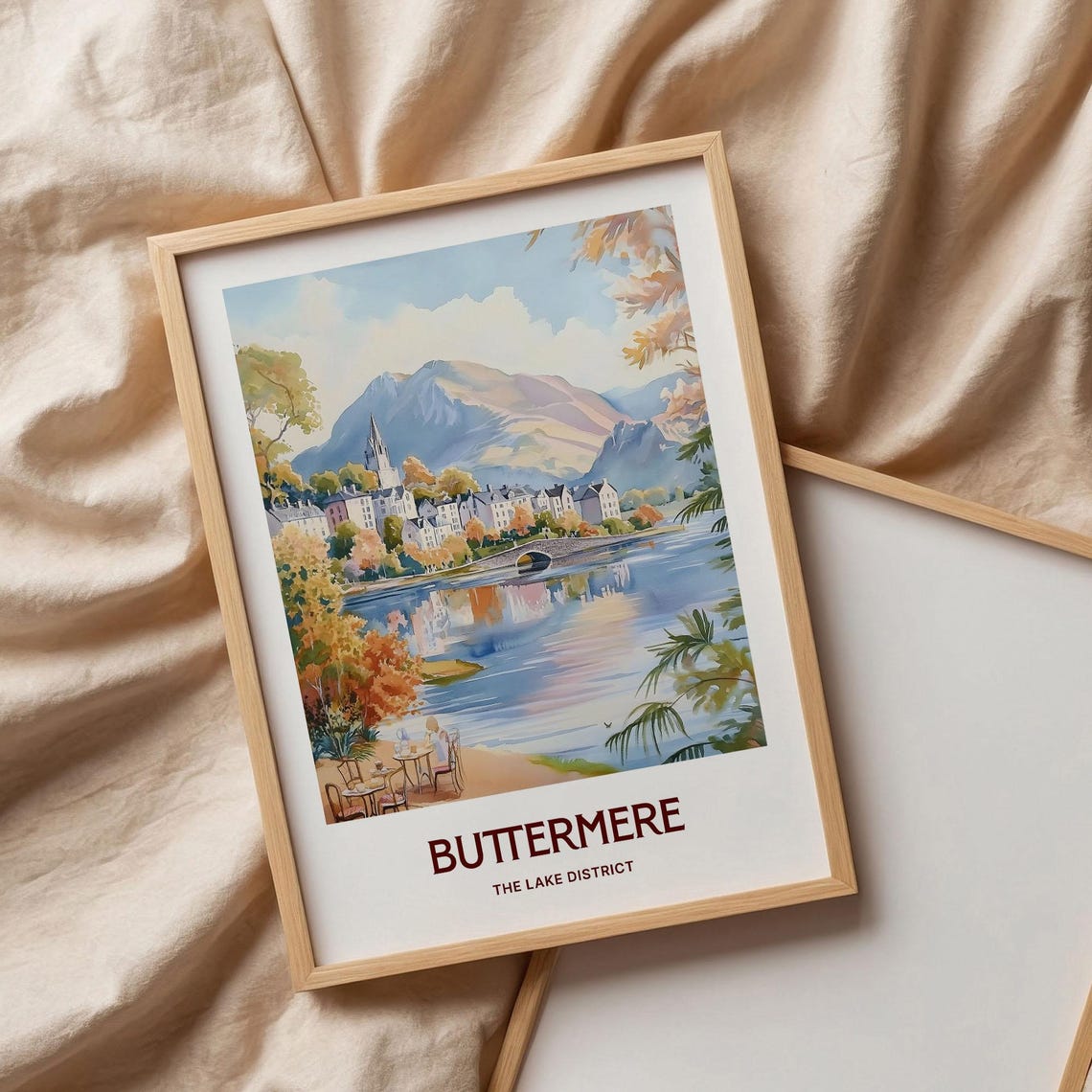 Buttermere Lake District Village Watercolor Lake Mountains Print - Image 3