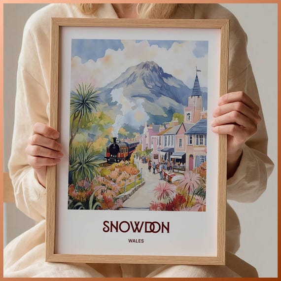 Mount Snowdon Print Wales Travel Art Snowdonia Poster Hiking Gift Minimalist Mountain Decor Retro Wall Art Nature C35 978