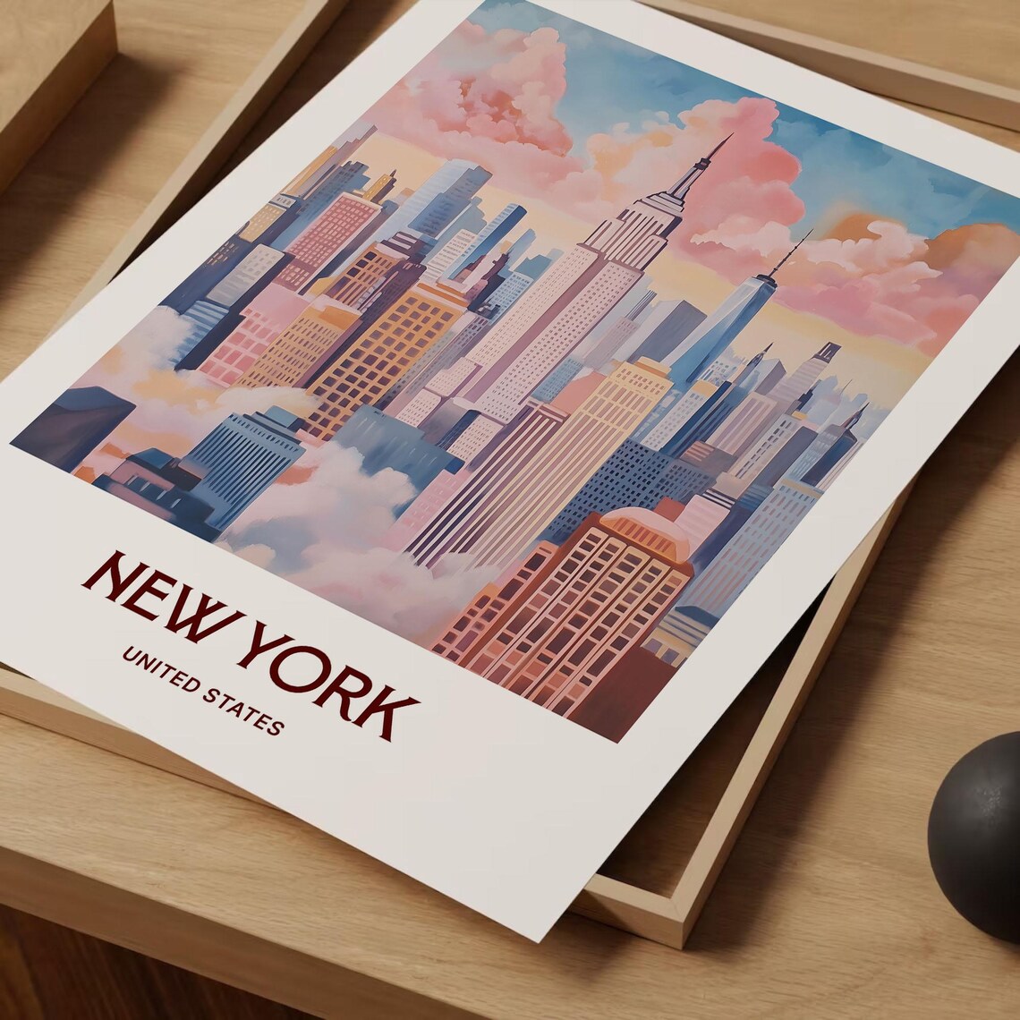 New York City Manhattan Empire State Skyline Travel Art Poster - Image 2