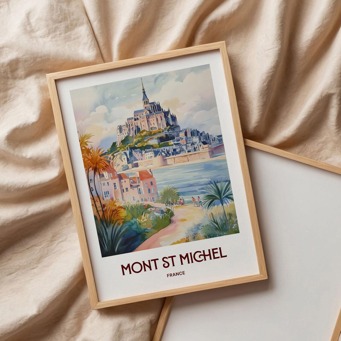 Mont St Michel France Abbey Island Tidal Watercolor Travel Poster - Image 3