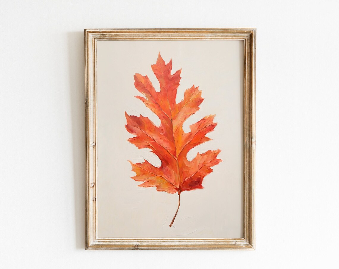 Fall Leaf Print, Retro Rustic Farmhouse Art Print