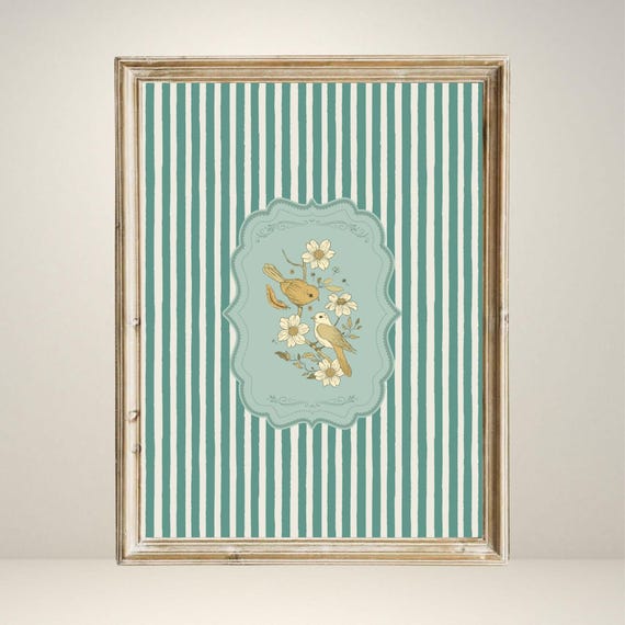 Vintage Bird Poster, Rustic Nursery Decor