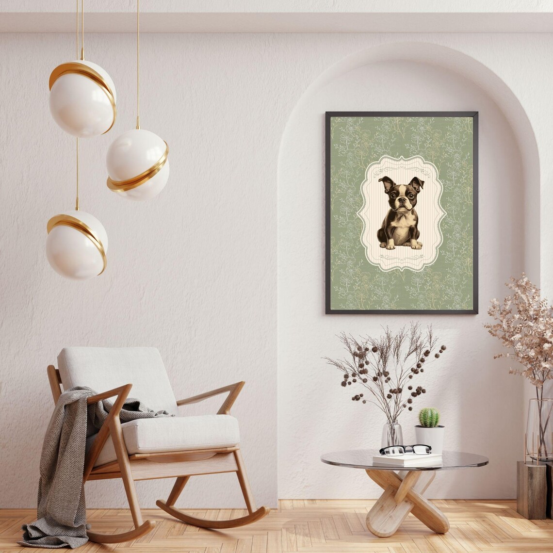Vintage Boston Terrier Nursery Decor, Animal Sketch - Image 4