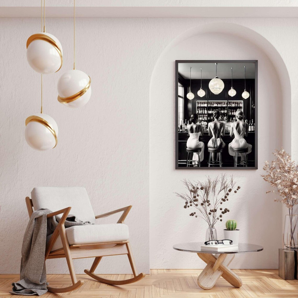 Women Drinking Cocktails, Vintage Bar Decor - Image 4