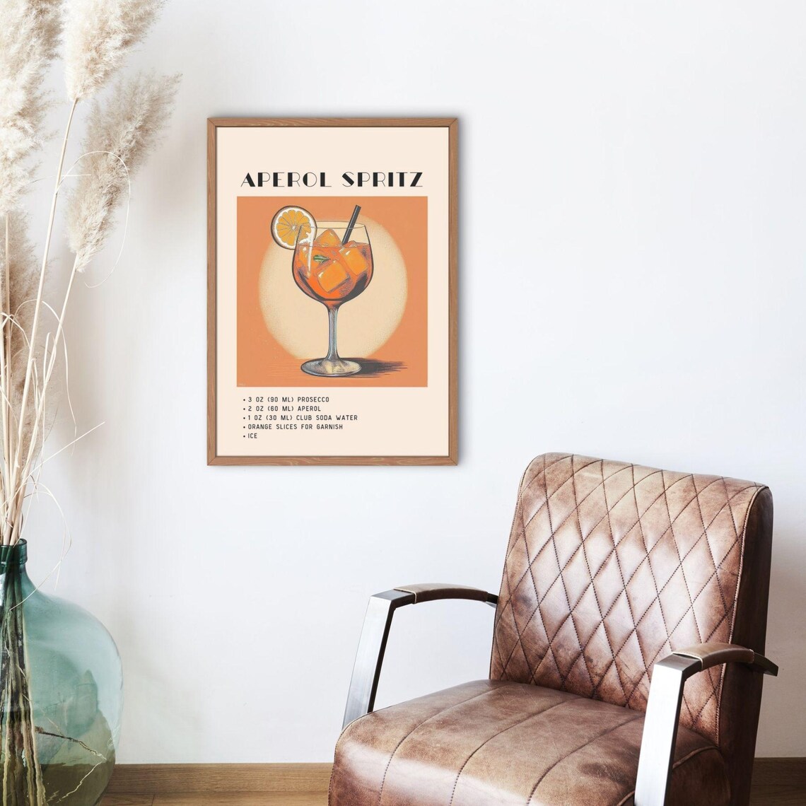 Aperol Spritz Cocktail, Orange Minimalist Retro Art - Image 4