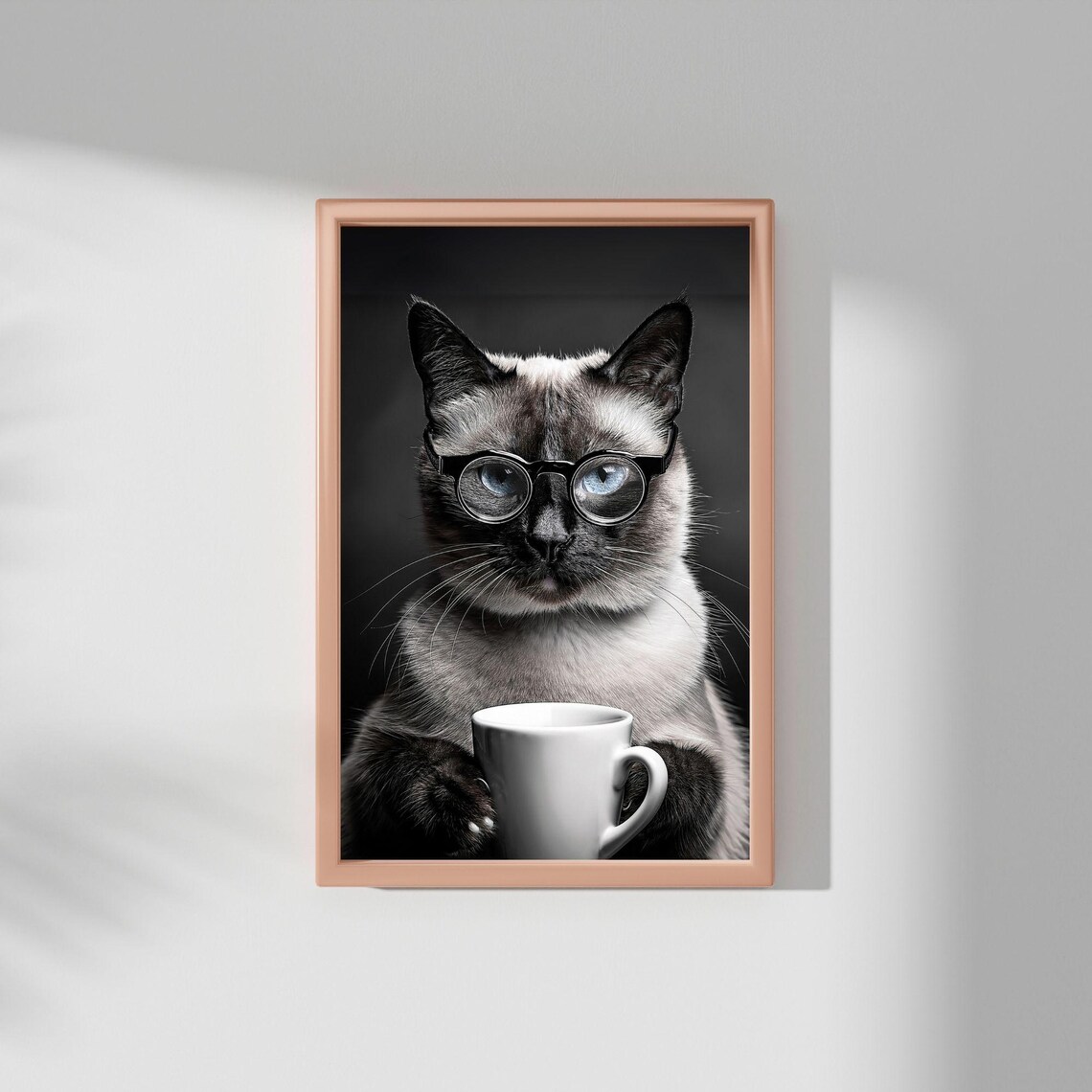 Siamese Drinking Coffee, Funny Cat Kitchen Art Print - Image 2