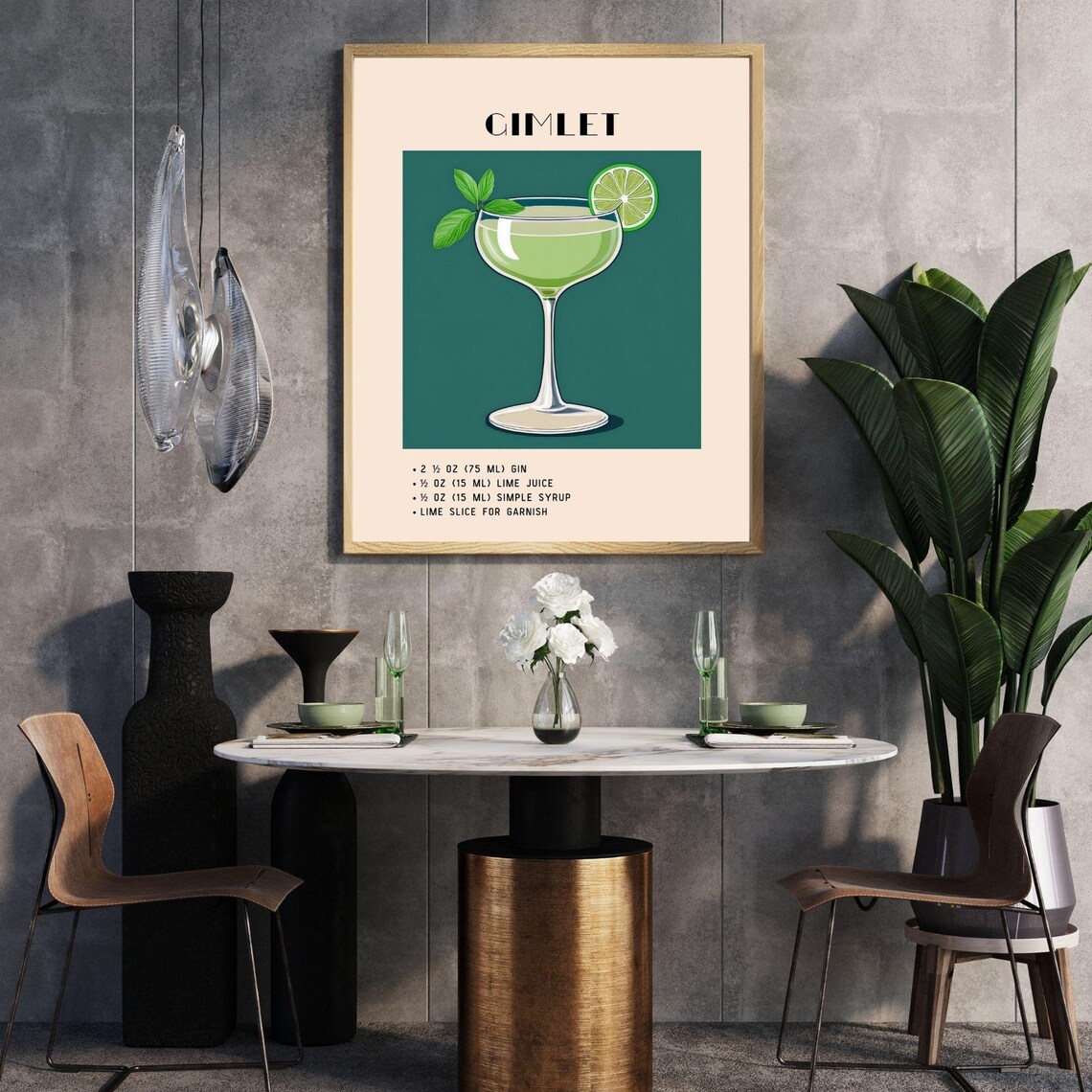 Gimlet Print, Minimalist Retro Bar Cart Decor - Image 5