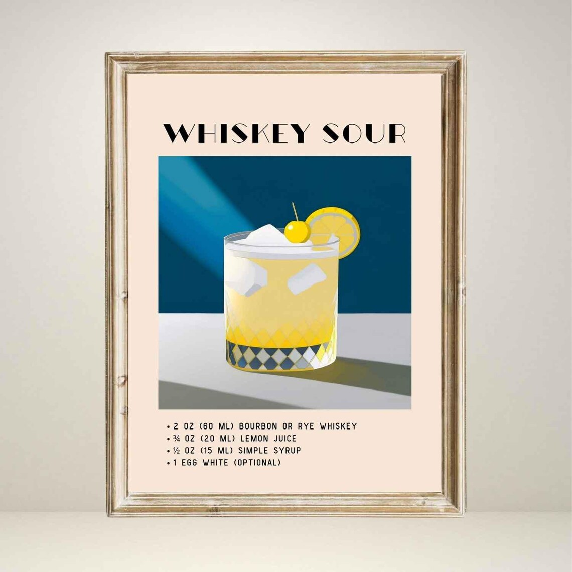 Whiskeysour Cocktail, Yellow Minimalist Retro Art - Image 2
