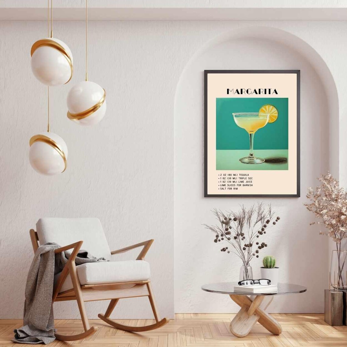 Margarita Cocktail, Green Minimalist Retro Art - Image 4